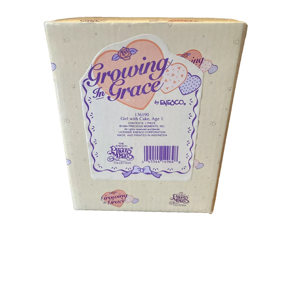Precious Moments Growing in Grace Age 1 Blonde Girl with Cake 1994 136190 Enesco - Picture 6 of 7